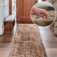 Tapete Passadeira Felpudo Macio Bege Casa Dona 180x50cm para Corredor