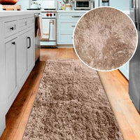 Tapete Passadeira Felpudo Macio Bege Casa Dona 180x50cm para Corredor