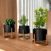 Trio de Vasos Cachepot com Suporte Para Cactos ou Suculentas